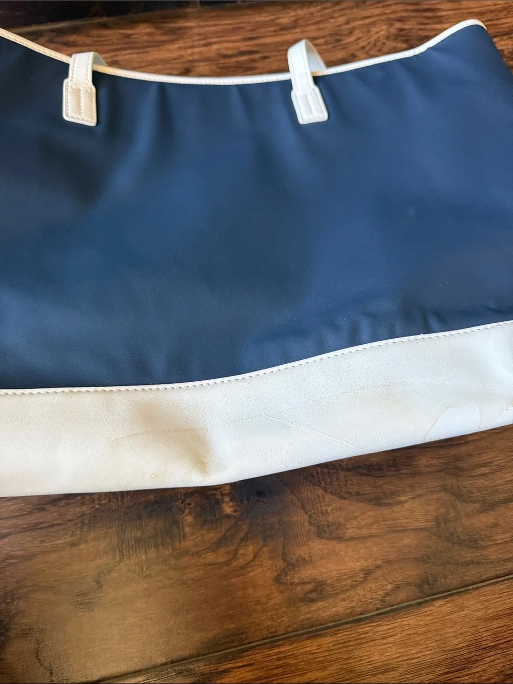 Tory Burch Navy and White Perforated Logo Tote